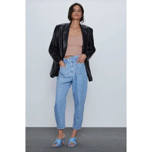 Zara Baggy Paperbag Jeans Light Wash 4